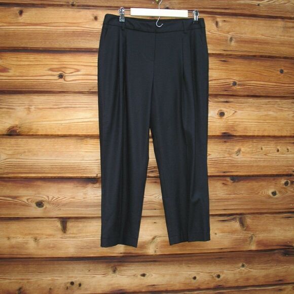 High Waist Black Wool Cropped Pants - Picture 1 of 7